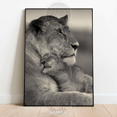 Lioness and Cub | Wildlife Wall Art Print - A4 – 21x29cm (8x12’’) - Print